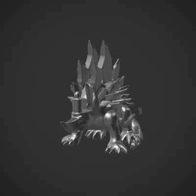 Armored Spiked Stegosaurs , mechanical enhancements, Dino. sharp edges, complex geometry, character.