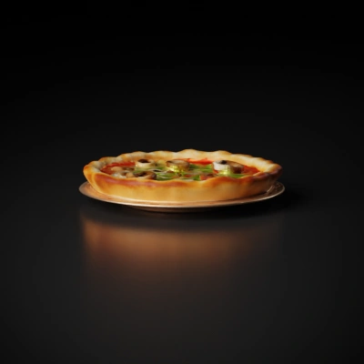 Pizza with pepperoni, cheese, and basil leaves.