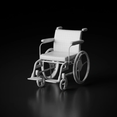 Wheelchair with footrest and armrest. symmetric geometry, smooth edges, simple geometry.