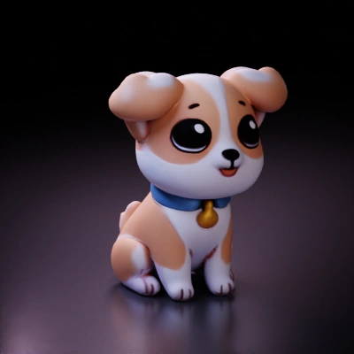 Cute cartoon puppy with big eyes.