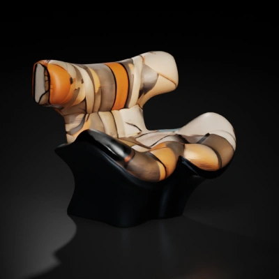 Futuristic abstract chair, modern padding, artistic design.