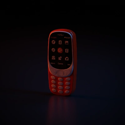 Classic cell phone with physical buttons.