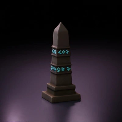 Ancient stone obelisk with glowing runes.