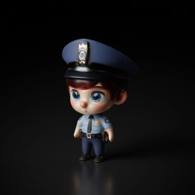 Chibi police officer character, cartoon style.