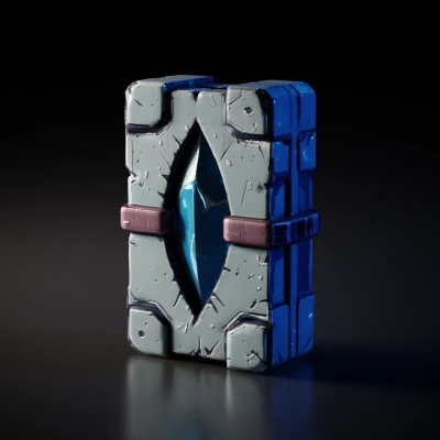 Magical stone artifact with central glowing crystal.