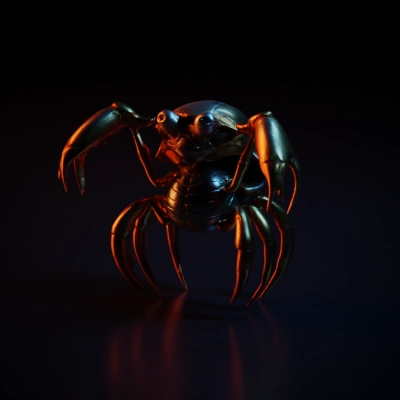 Stylized cartoon evil crabman, character model.