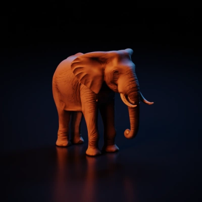 Majestic elephant standing, detailed skin texture.