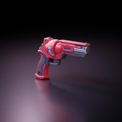 Bubble gun with playful, toy-like appearance.