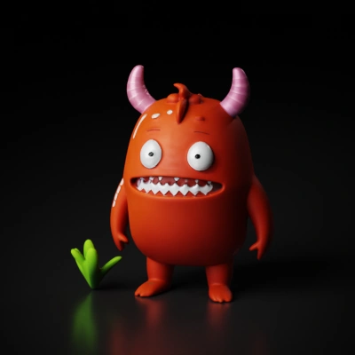 cartoon monster with horns.