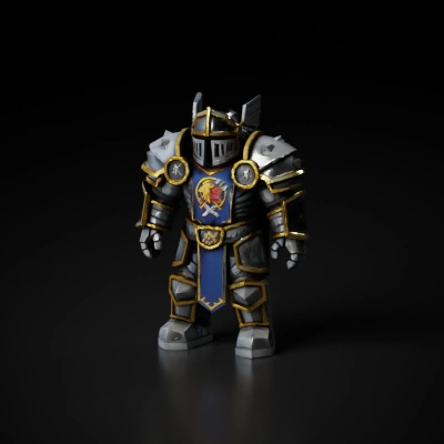 Medieval knight in heavy armor.
