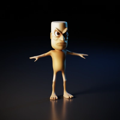 Angry humanoid wooden figure.