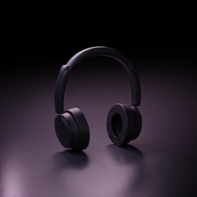 Headphones with over-ear design, adjustable headband.