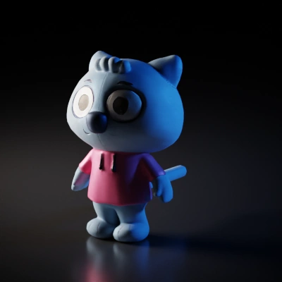 Cartoon plush character with hoodie.
