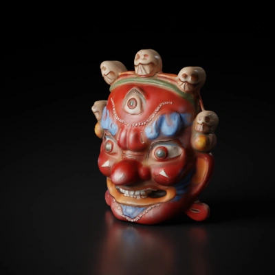 Traditional cultural mask with intricate detail.
