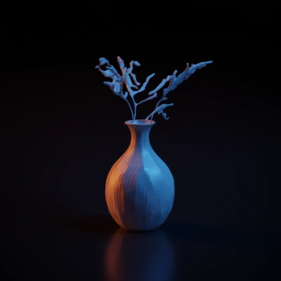 Rounded vase with wheat stalks. symmetric geometry. smooth edges. simple geometry.