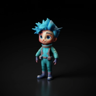 Kid astronaut ,HI-poly ,SPACESUIT, BOOTS,GLOVES ,SMILE ,EYES ,SPIKRY HAIR. hi poly