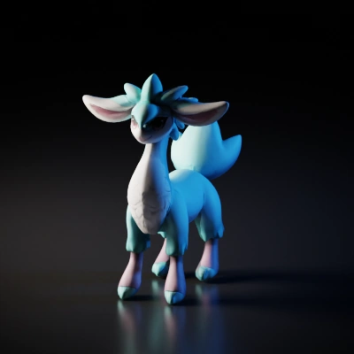 Mythical quadruped creature, fluffy tail, large ears.