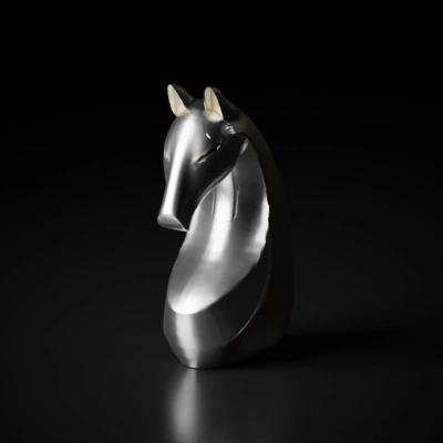 modern horse head sculpture.