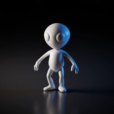 Cartoon alien, oversized eyes, humanoid form.
