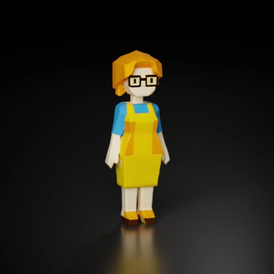 Low-poly person model, blocky, pixelated. low-poly,
