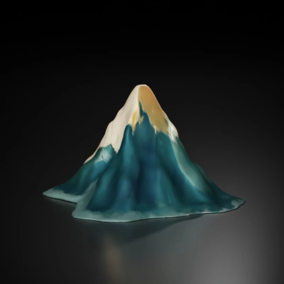 Snow-capped mountain peak.