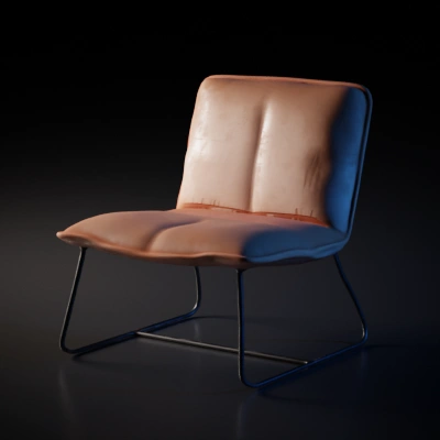 Plush seating furniture, cushioned backrest, metal frame, modern design.