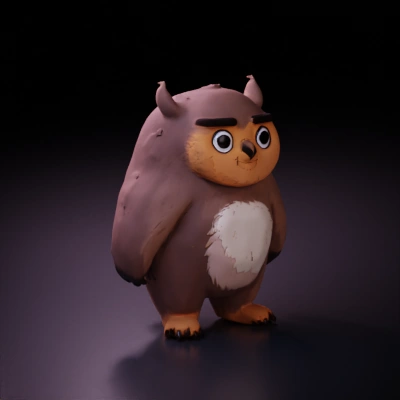 Furry owl-like character with bear features.