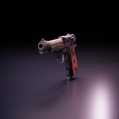Vintage-style pistol with intricate details.