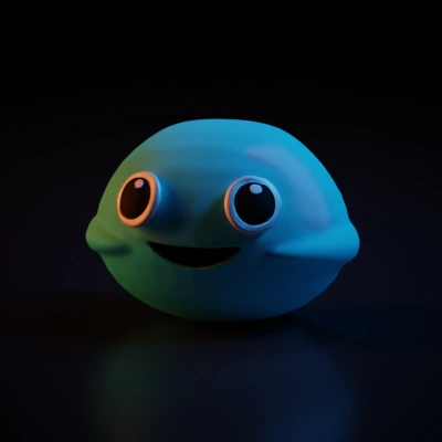 Cute round cartoon-like character.