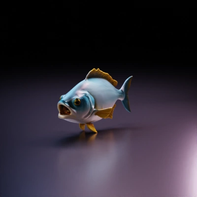 Fish with open mouth, animated design.