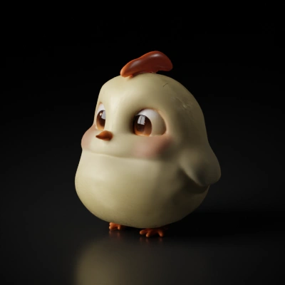 Cute cartoon chick with large round eyes.