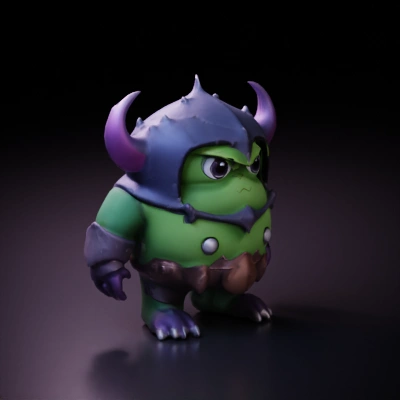 Orc-like creature, muscular build, fantasy armor.