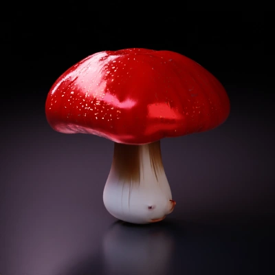 Mushroom resembling a fly agaric, whimsical and realistic.