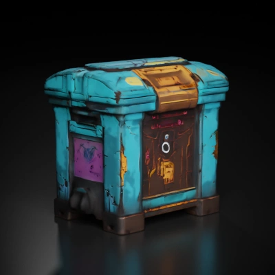 Futuristic sci-fi container with detailed textures, industrial design.