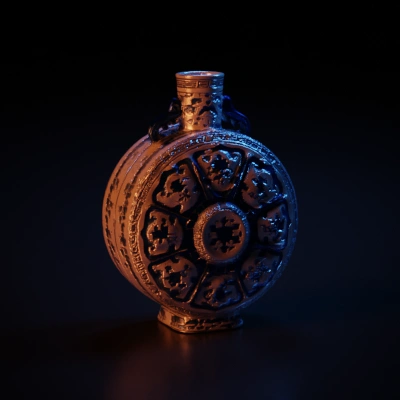 Traditional ceramic vase with decorative patterns.