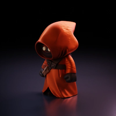 cartoon hooded figure in white cloak.