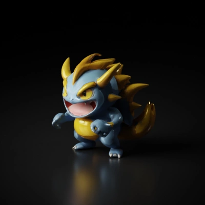 Mutant creature, small sharp blades, menacing facial expression.