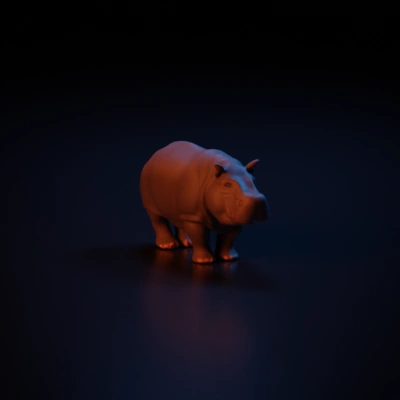 Hippopotamus model, realistic design, lifelike details.