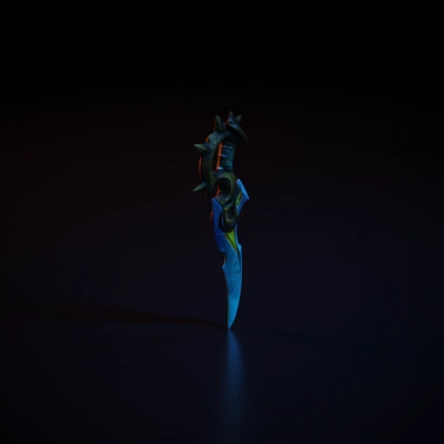 Ornate fantasy sword with fire design.