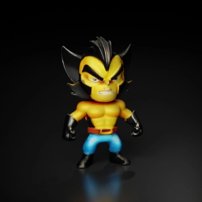 Extra Detailed muscular figure With black gloves, blue pants, Big head, big open eves, open mouth, more details.