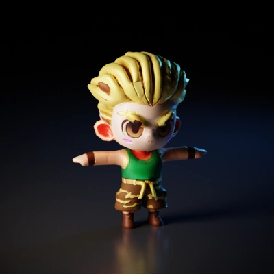 Chibi-styled soldier character, cute design, exaggerated features.