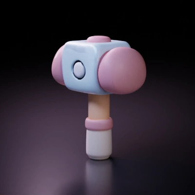 Toy hammer, stylized design.