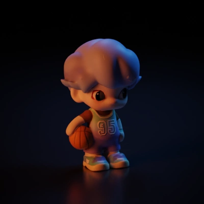 Cute basketball character, cartoon-style. glossy plastic texture,high saturation