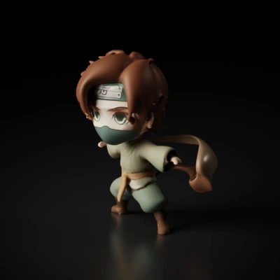 Chibi ninja character, animated, cute.