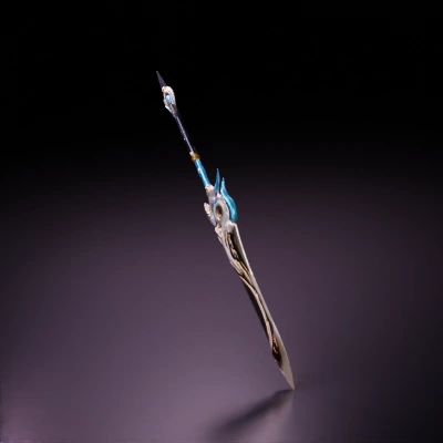 Fantasy sword with intricate designs and runes.