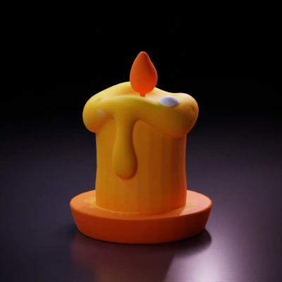 Cartoon candle with melting wax.