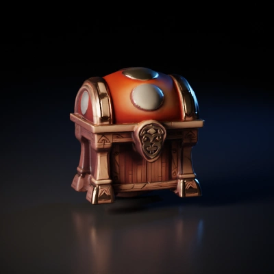 Treasure chest, ornate design, fantasy style.