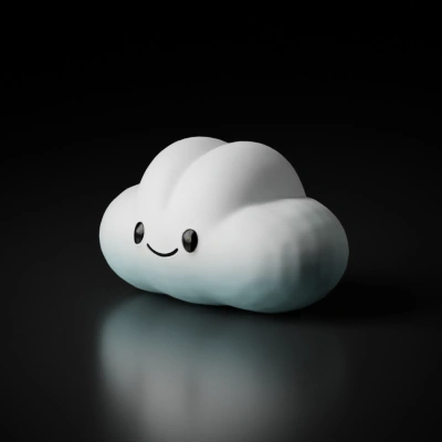 Cartoon-style cloud with a smiling face.