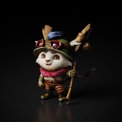 Fantasy creature holding a staff in forest. spicy collors, uhd
