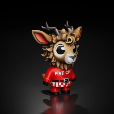 cartoon reindeer in a red outfit.